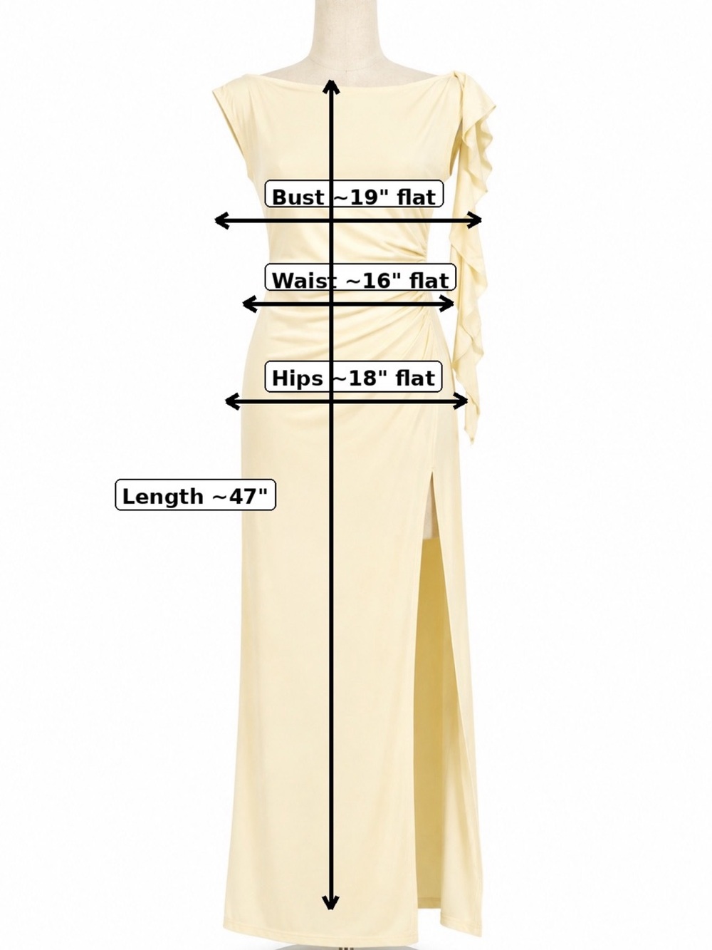 Peppermayo Pale Yellow One-Shoulder Ruffle Gown - Picture 4 of 4